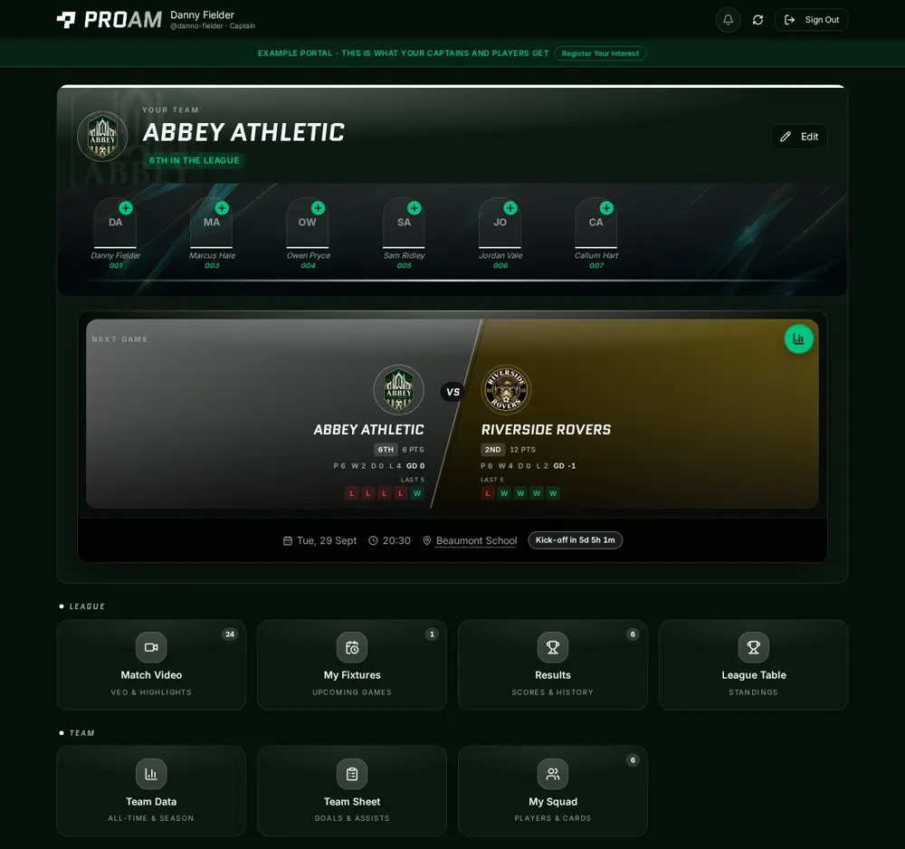 ProAm portal: Portal